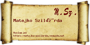 Matejko Szilárda névjegykártya